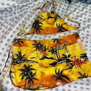 5/$25 DEAL Jamaica beach 2 piece Cropped Halter and Wrap Skirt